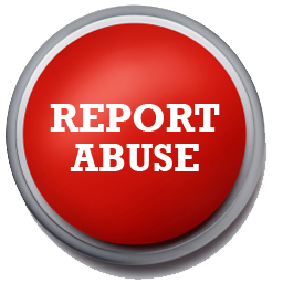 A graphic of a big red button with the words 'Report Abuse' in the centre written in white.