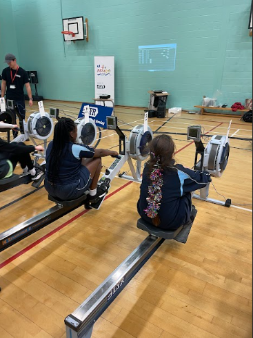 Leigh Academy Ebbsfleet students seen participating in a Rowing Competition at Sir Joseph Williamson's Mathematical School in Rochester.