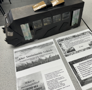 Photo showing a model of a new form of transportation developed by Years 7 and 8 students, as part of British Science Week 2024.