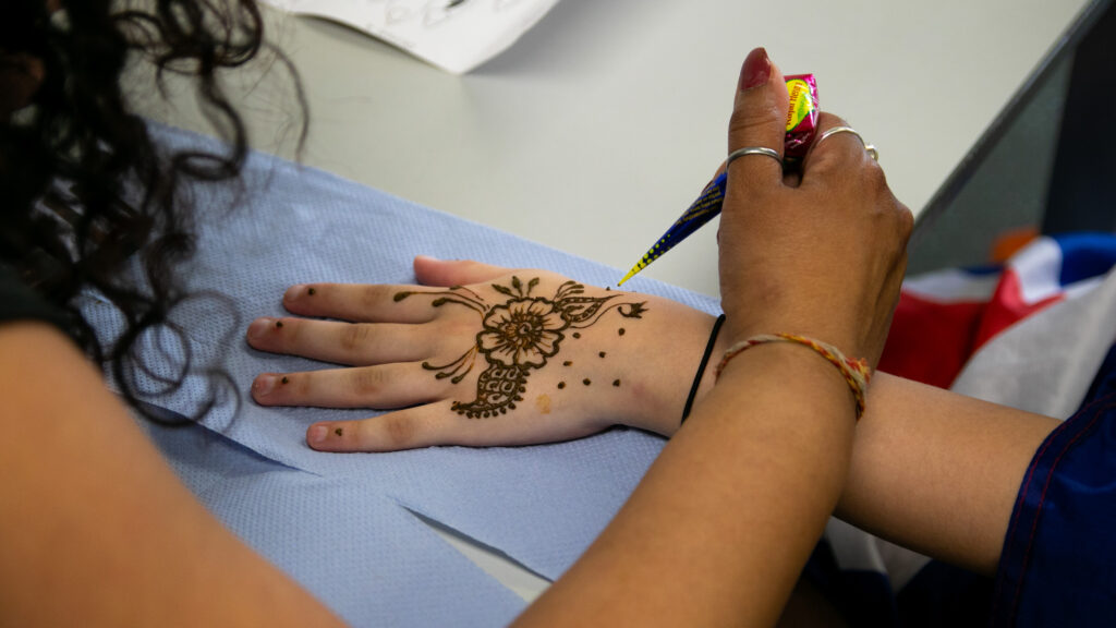 Henna being drawn on someone